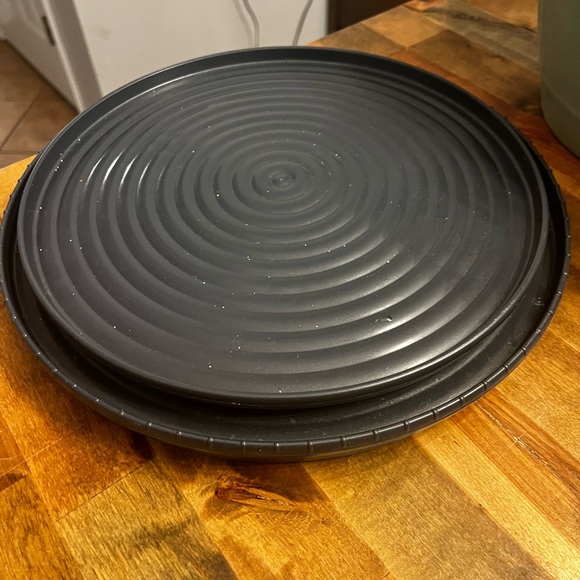 Black Rotating 2-tier Serving Tray Spice Rack - Picture 2 of 5